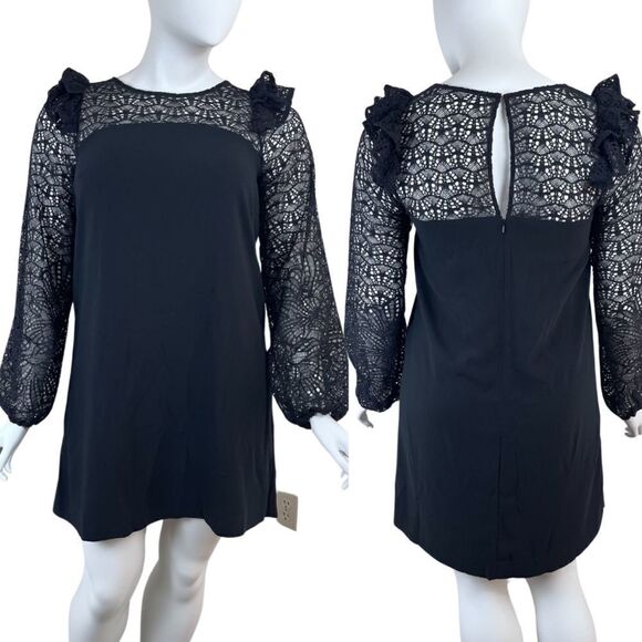 Lilly Pulitzer Karolina Women Size 12 Black Lace Crochet Ruffle Shift NEW Dress - Picture 1 of 15